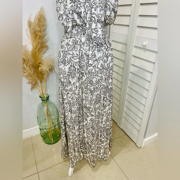 Vince Camuto • Women’s Elegant Ivory Paisley Halter Maxi Dress XS NWOT - Picture 12 of 14